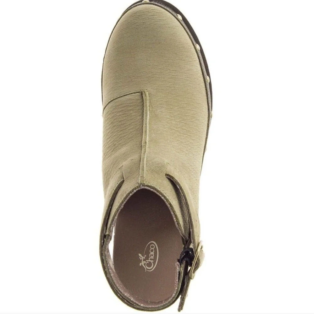 NWT Chaco Cataluna Clog 7 Ankle Straps Waterproof Leather Olive Green Mules Boot - Picture 5 of 7